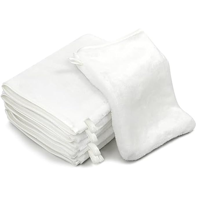 Phogary 6 PACK FLANNEL FACE CLOTHS FACE BODY WASH CLOTH, SUPER ABSORBENT & SOFT FACIAL MITTS, REUSABLE MAKEUP REMOVER WASH GLOVES BATH MITT, WHITE TOWEL SMALL HAND TOWELS-13X20CM - Image 1